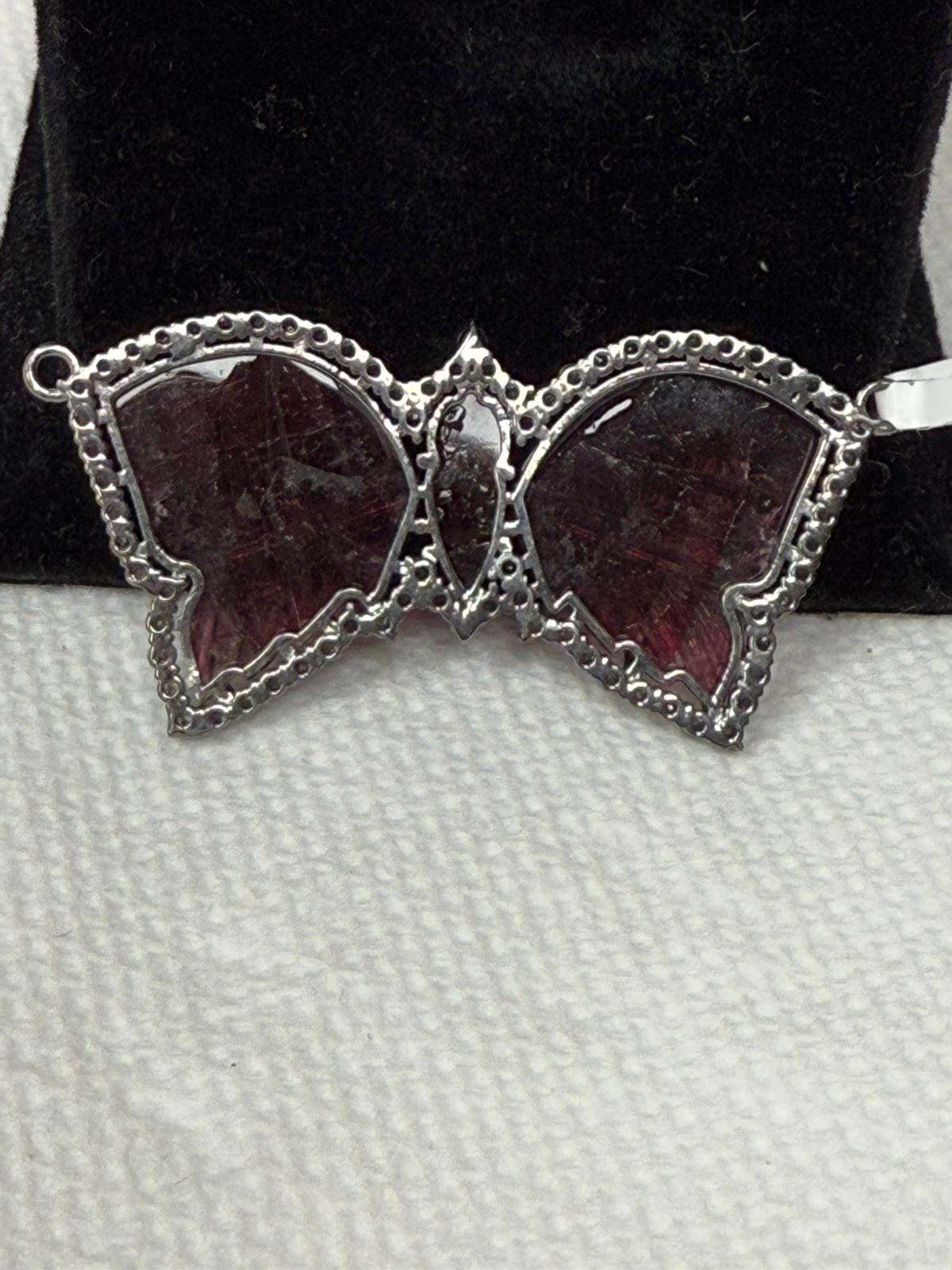 Tourmaline Carving Butterfly with diamond pendant
