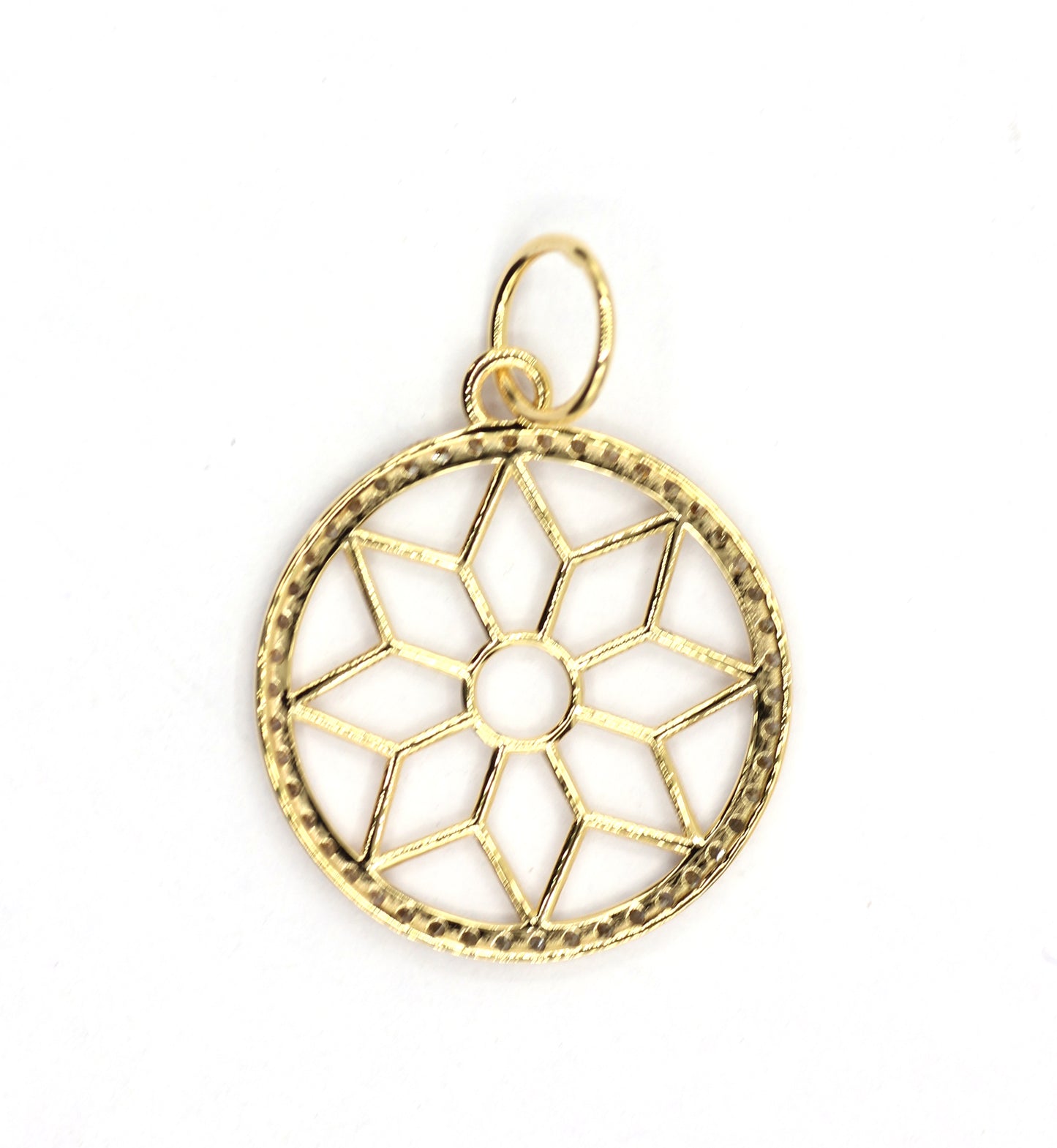 Round 14k Solid Gold Diamond Pendants.
