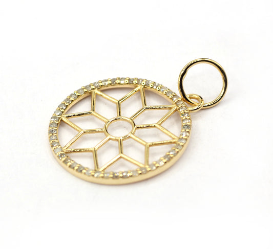 Round 14k Solid Gold Diamond Pendants.