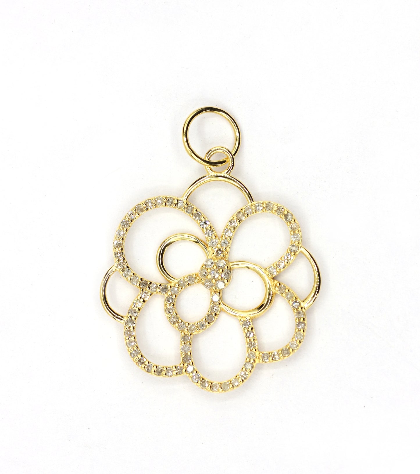 Flower 14k Solid Gold Diamond Pendants.