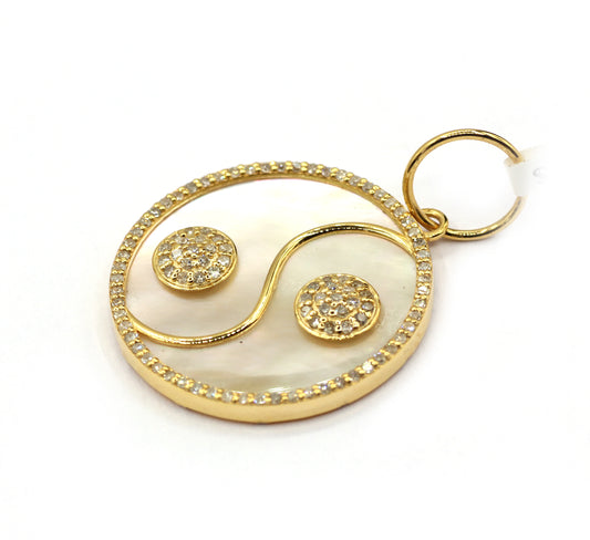 Yin Yang Symbol 14k Solid Gold Diamond Pendants