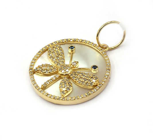 Round 14k Solid Gold Diamond Pendants