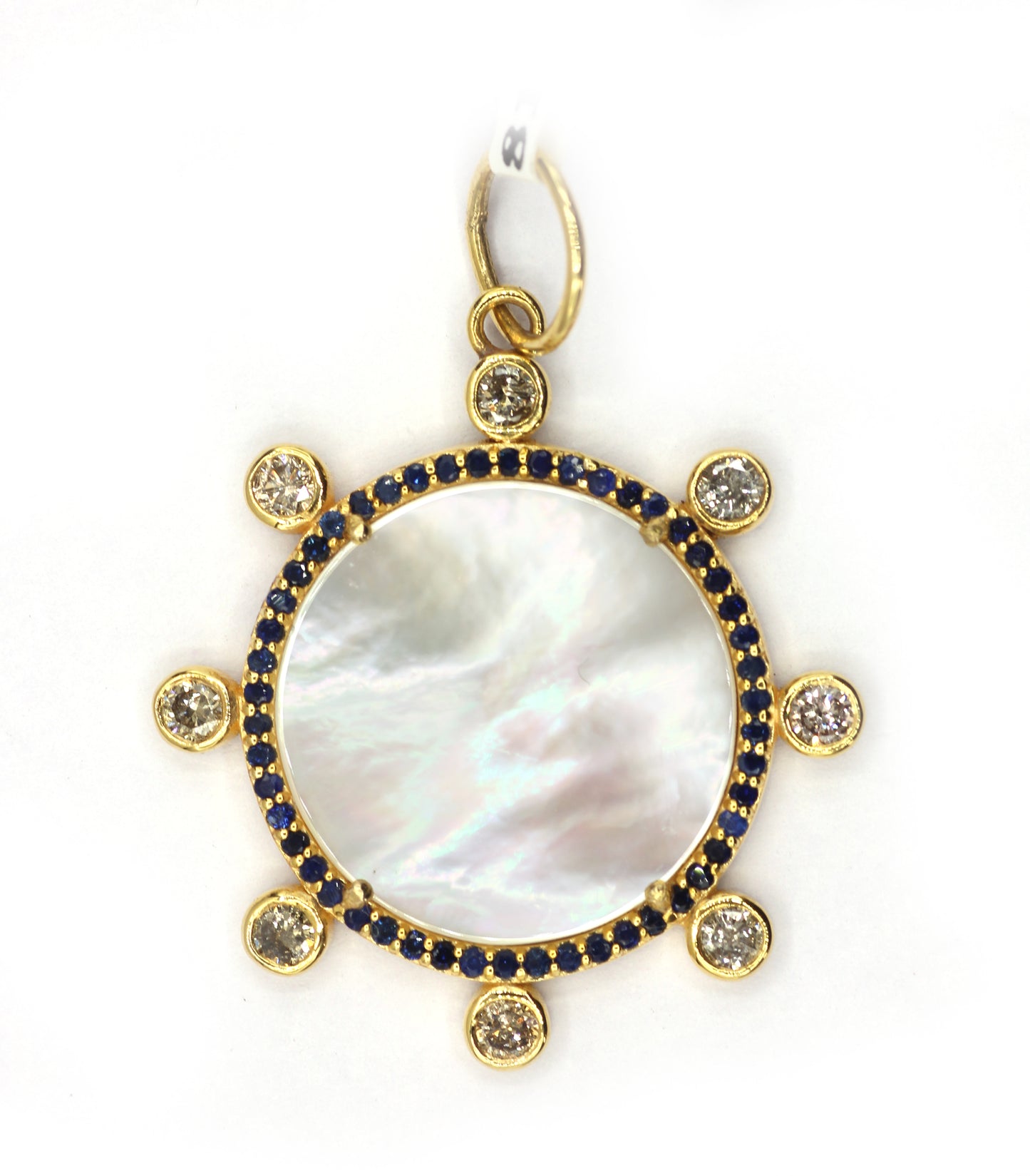 Round 14k Solid Gold Diamond Pendants With Pearl