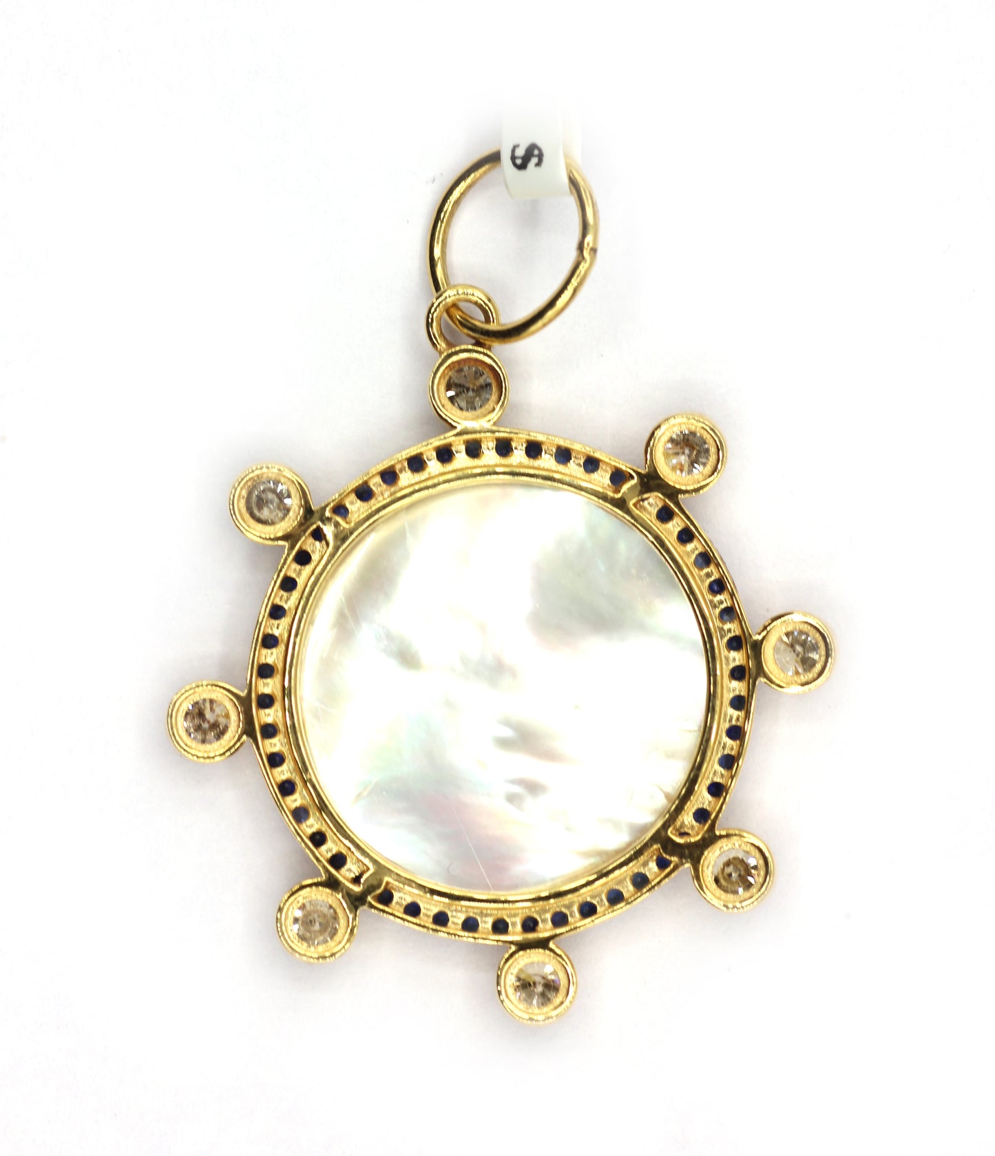 Round 14k Solid Gold Diamond Pendants With Pearl