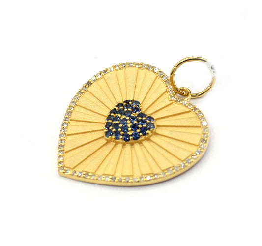 Heart 14k Solid Gold Diamond Pendants