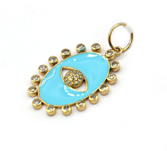 Oval 14k Solid Gold Diamond Pendants