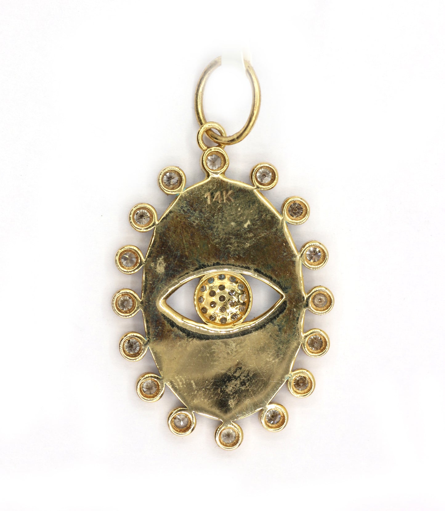 Oval 14k Solid Gold Diamond Pendants