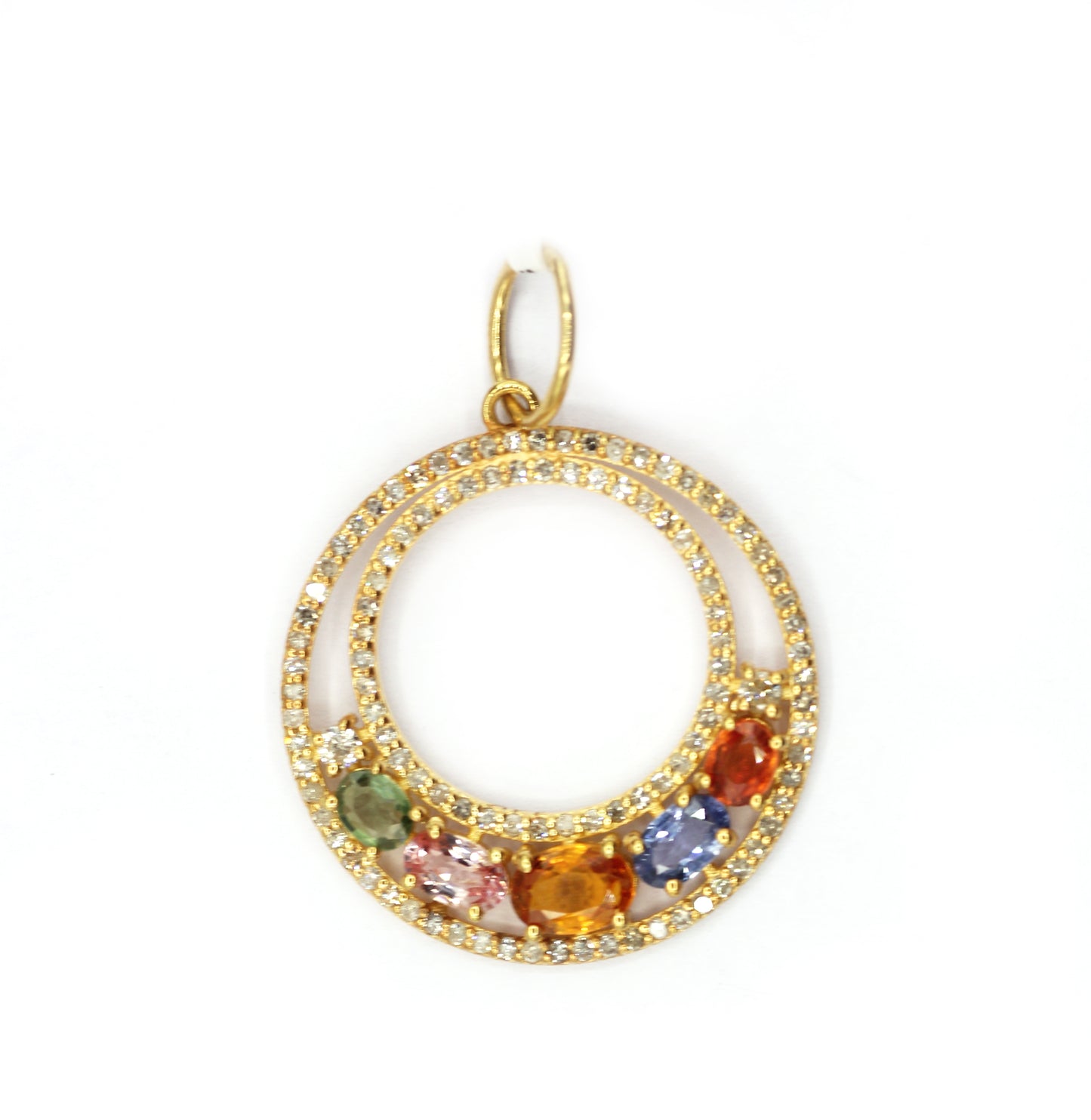 Round 14k Solid Gold Diamond Pendants