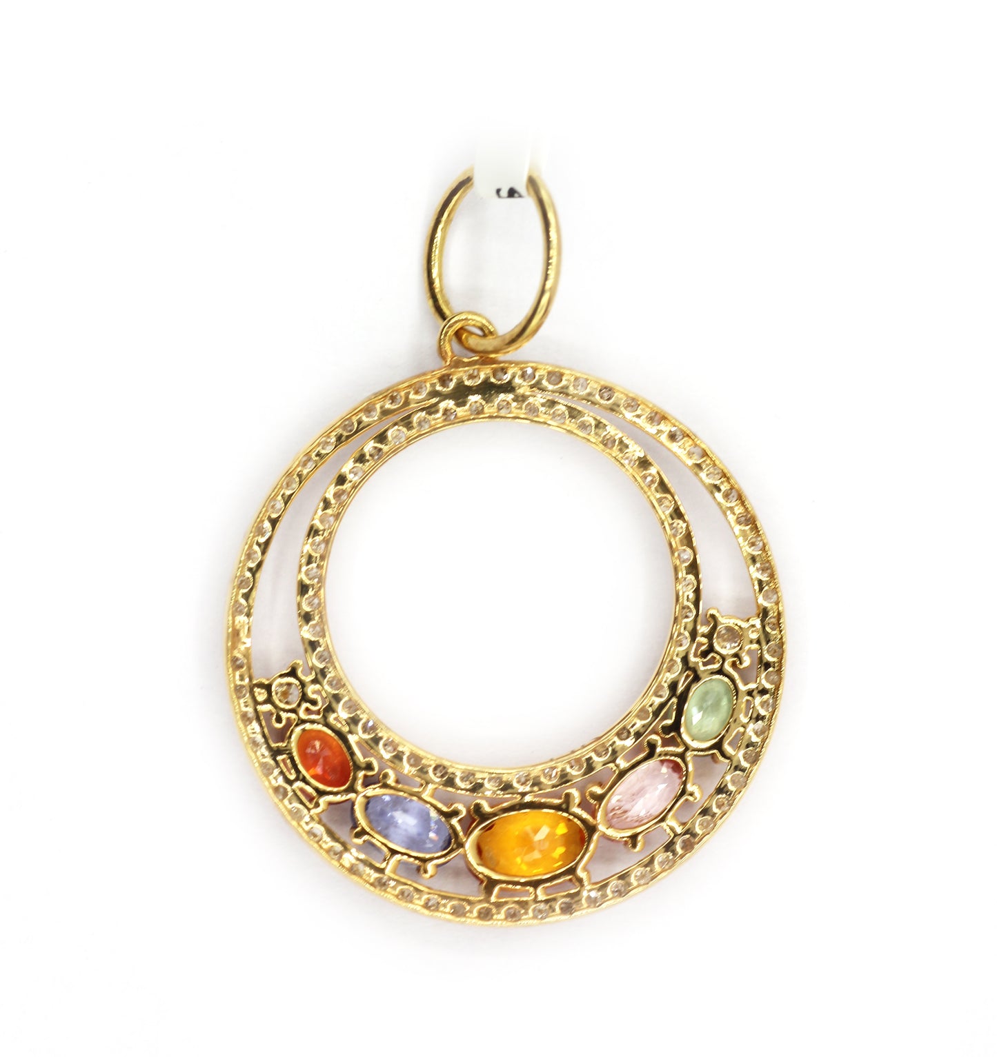 Round 14k Solid Gold Diamond Pendants