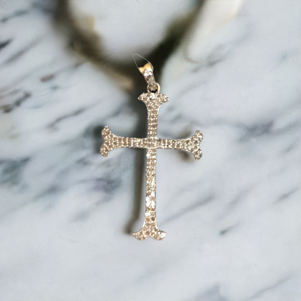 14K Solid Gold Cross Diamond Pendants