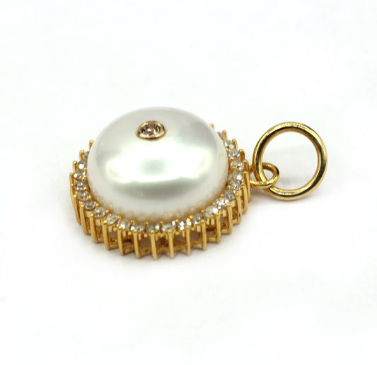 14K Gold Coin Pendant with Pearls