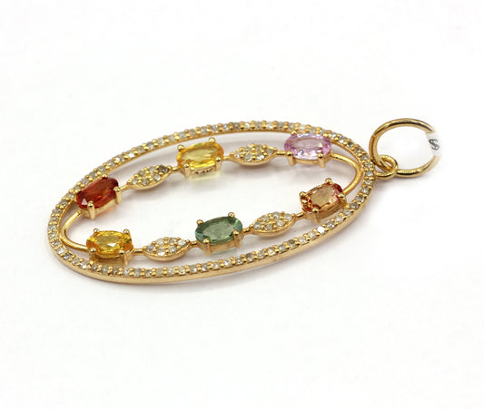 Oval 14k Solid Gold Diamond Pendants