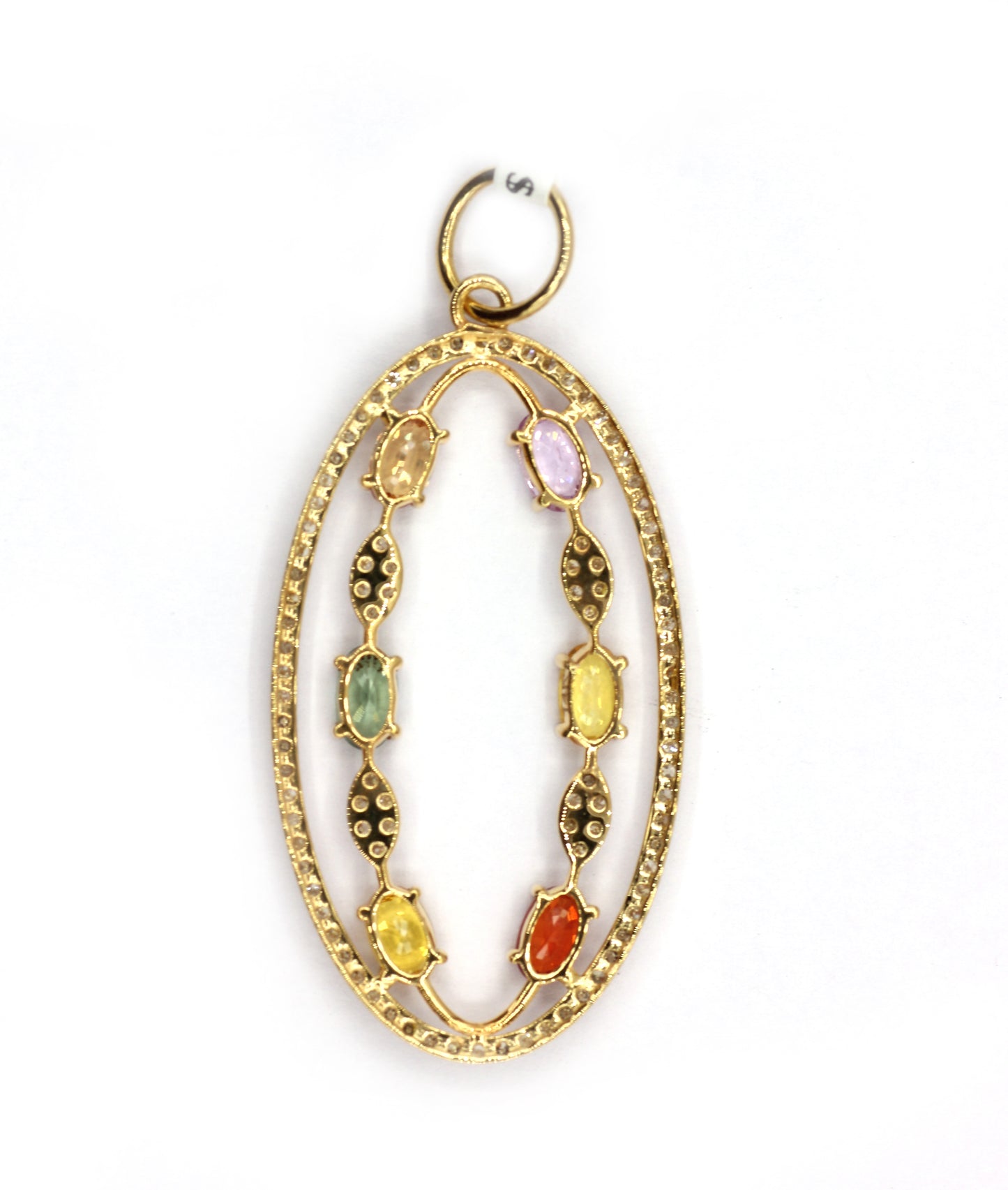 Oval 14k Solid Gold Diamond Pendants