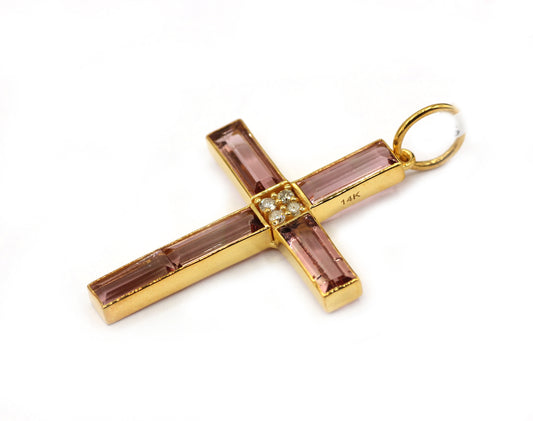 Cross 14k Solid Gold Diamond Pendants