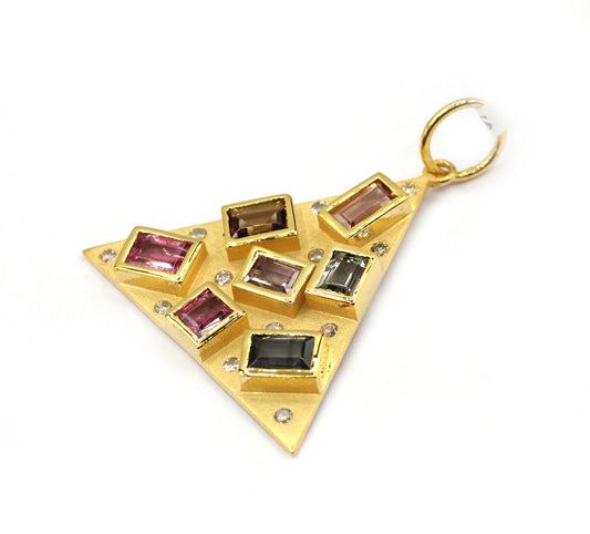 Triangle 14k Solid Gold Diamond Pendants