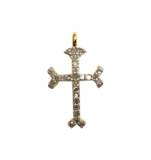 14K Solid Gold Cross Diamond Pendants