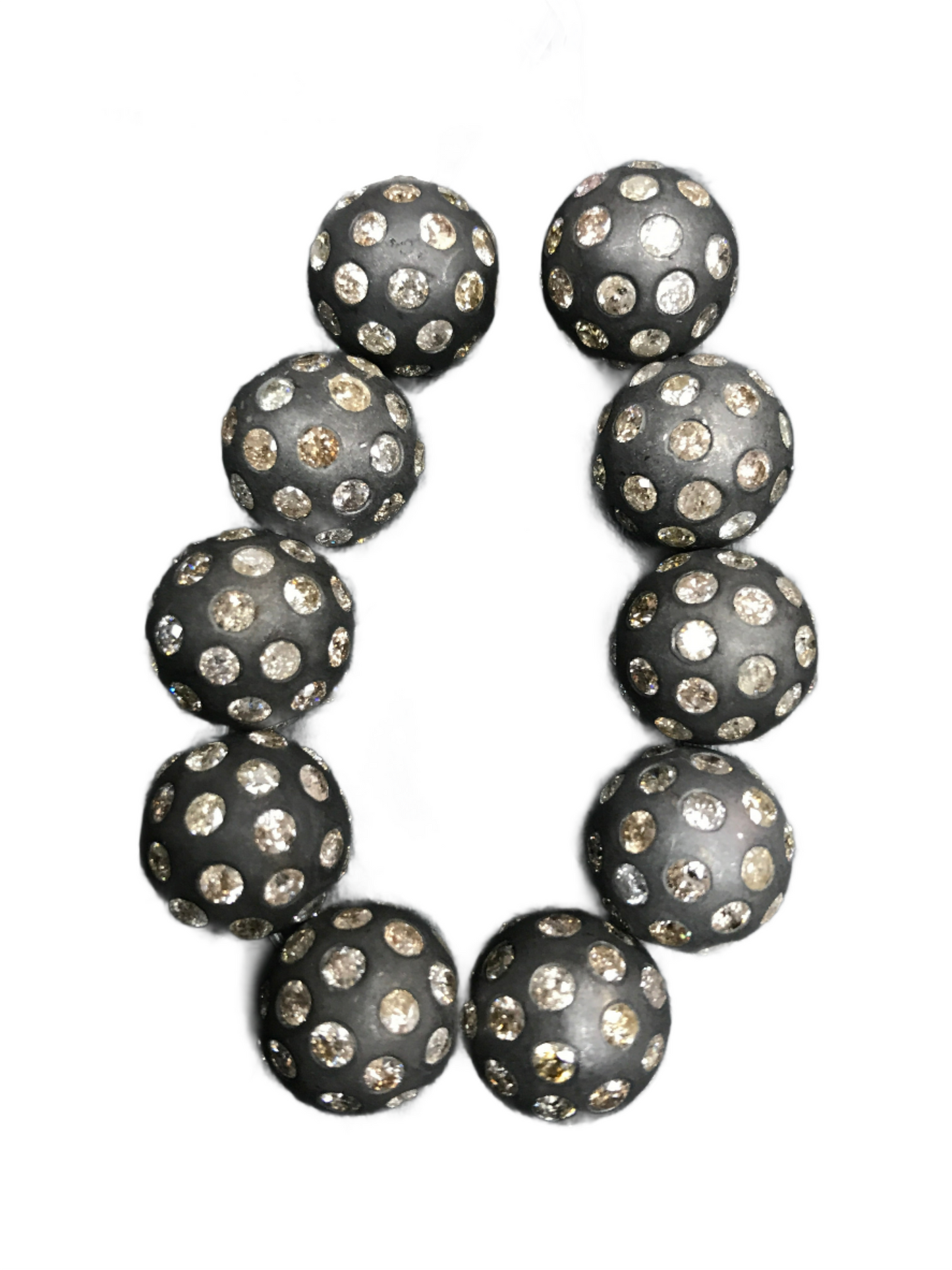 Round Pave Diamond Bead .925 Oxidized Sterling Silver Diamond Beads, Genuine handmade pave diamond Beads.