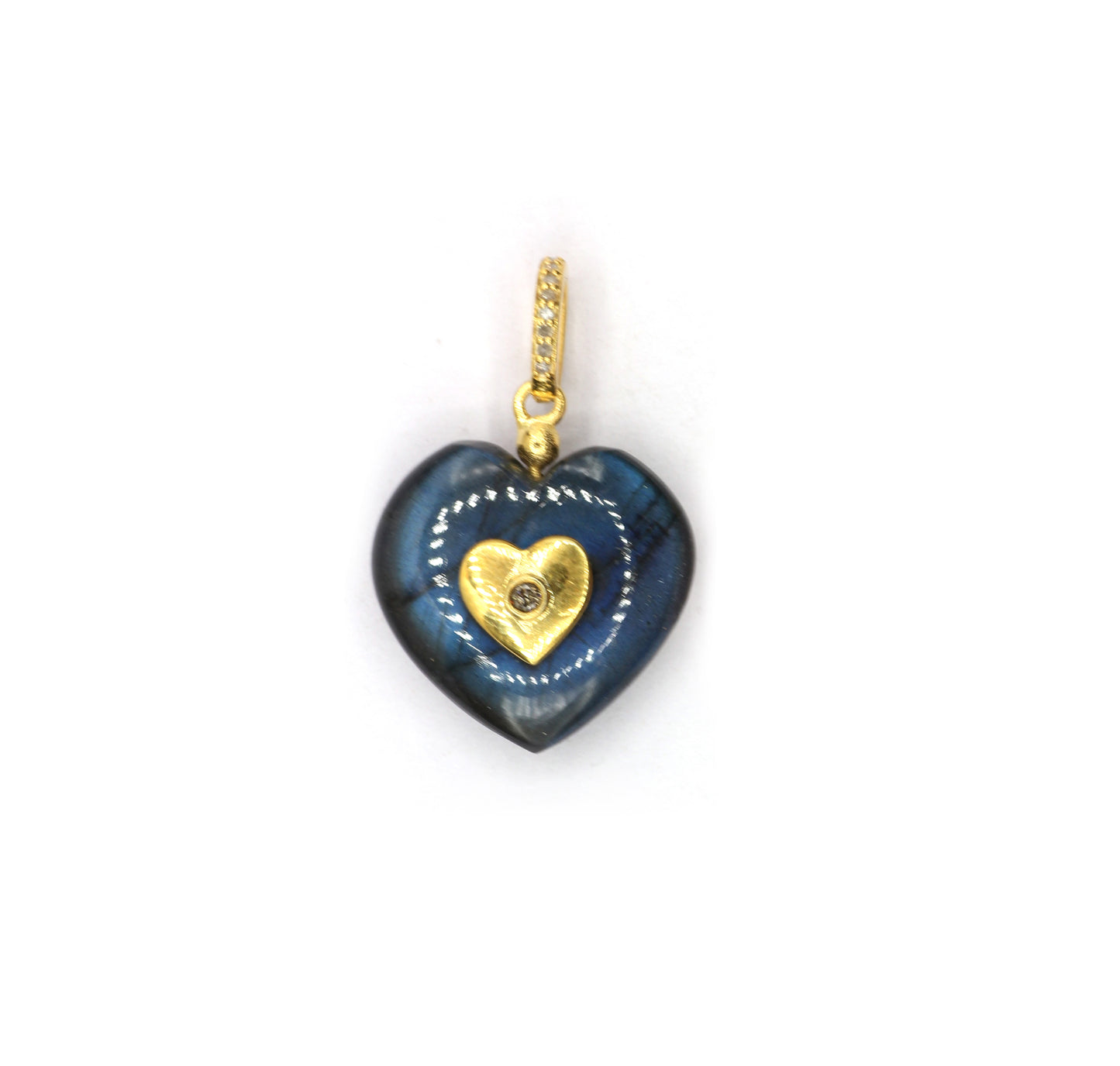 Heart Silver Pave Diamond Pendant