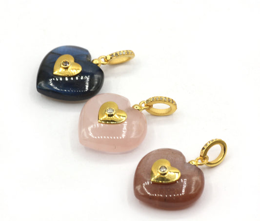 Heart Silver Pave Diamond Pendant