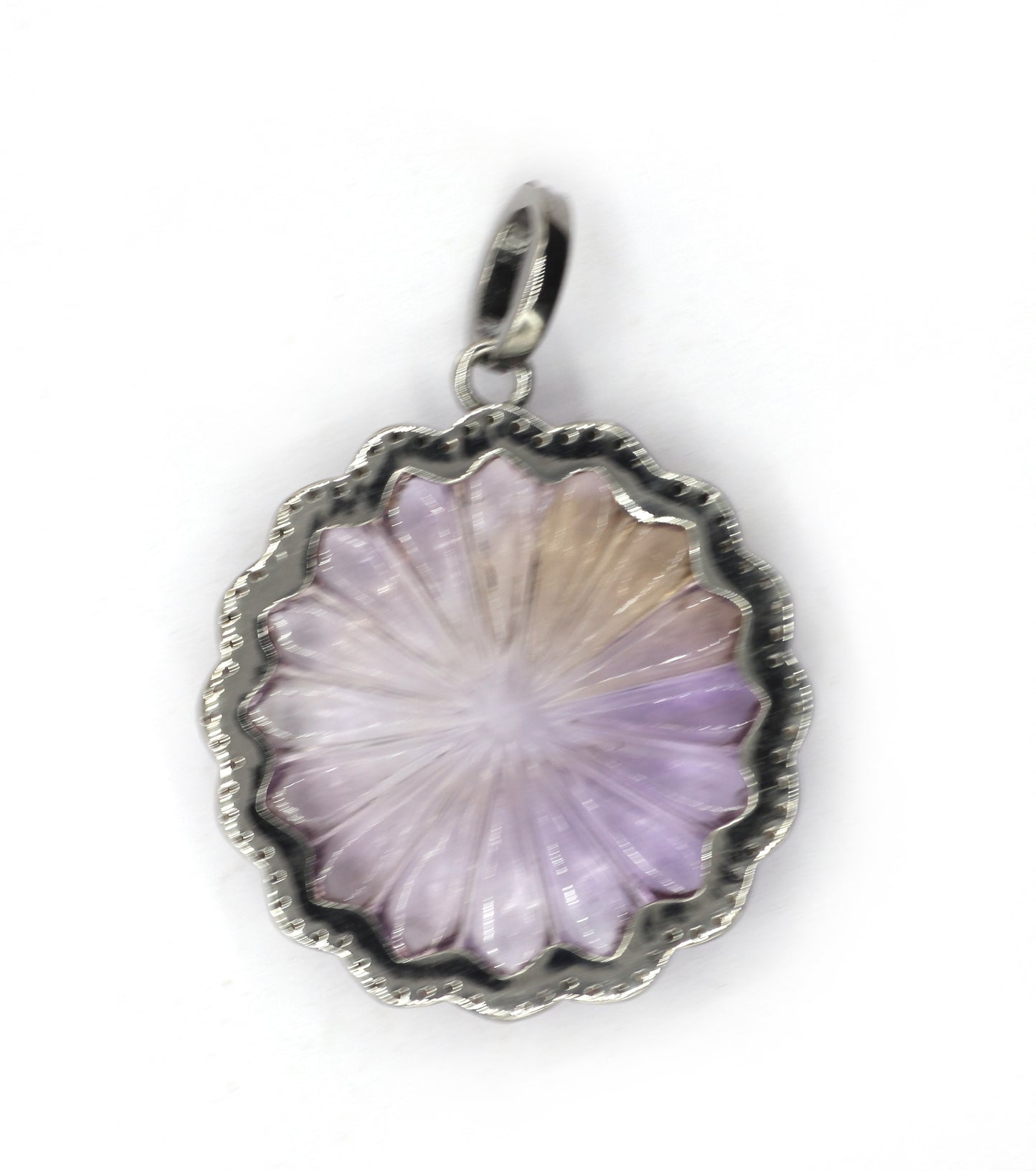 Ametrine Silver Pave Diamond Pendant