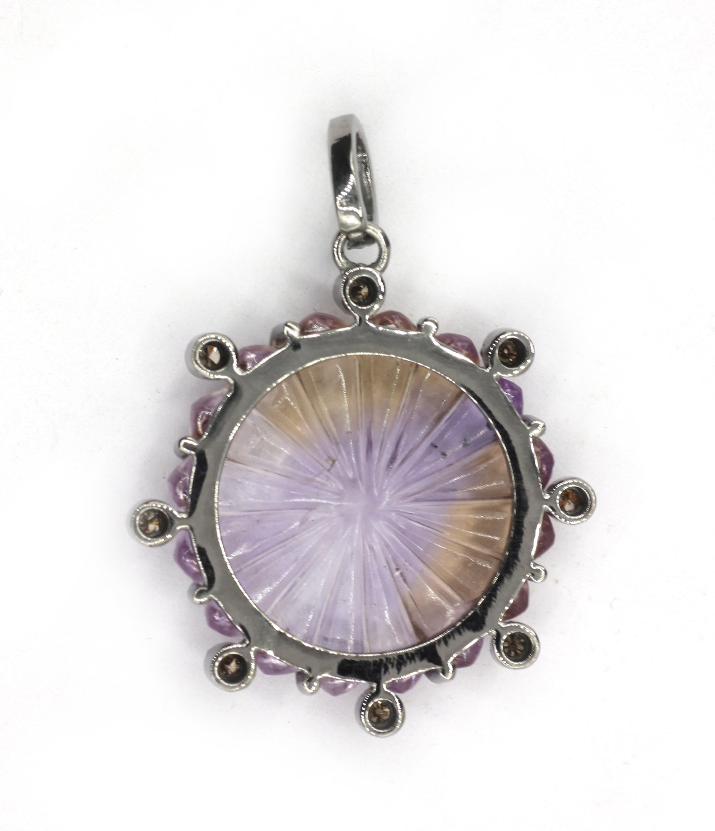 Ametrine Silver Pave Diamond Pendant