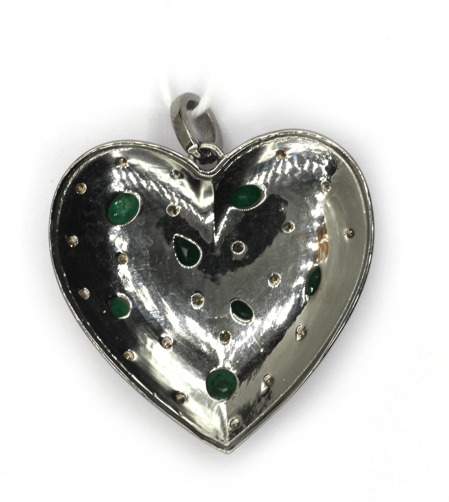 Heart Pave Diamond Pendant With emerald Stone