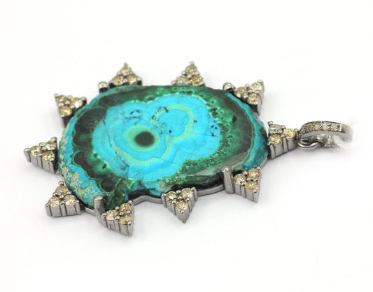 Malachite Pave Diamond Pendant