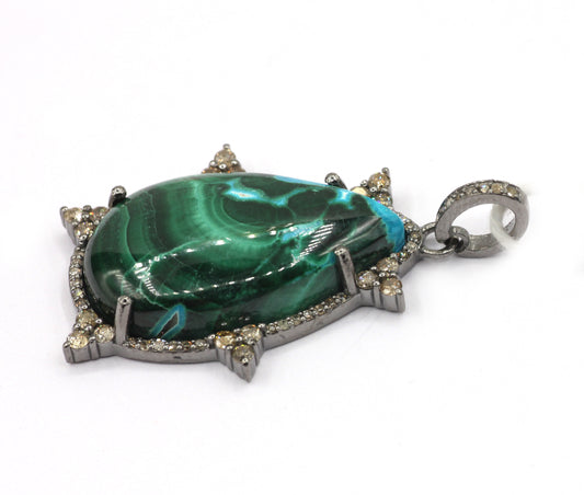 Malachite Pave Diamond Pendant