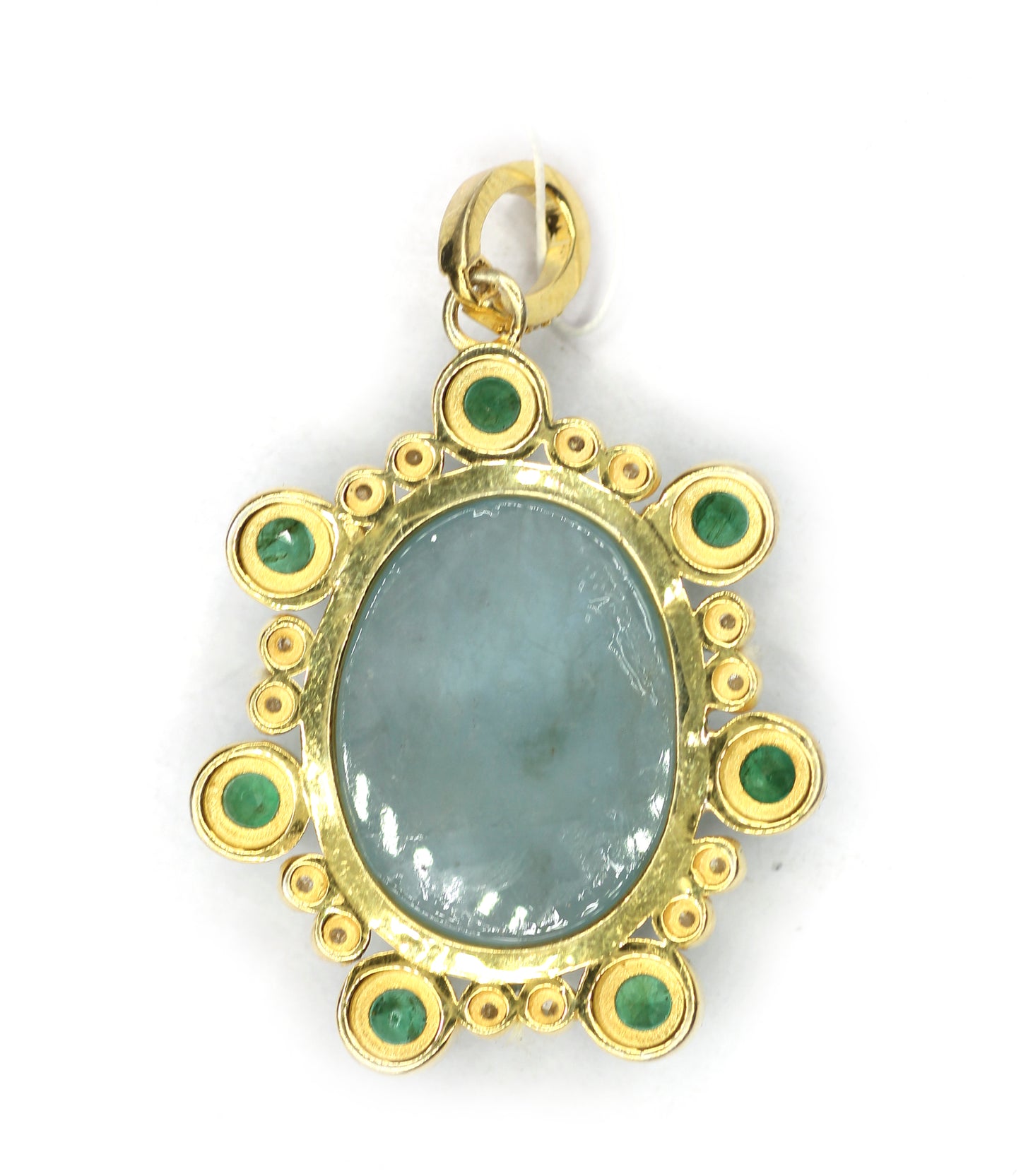 Oval Silver Pave Diamond Pendant