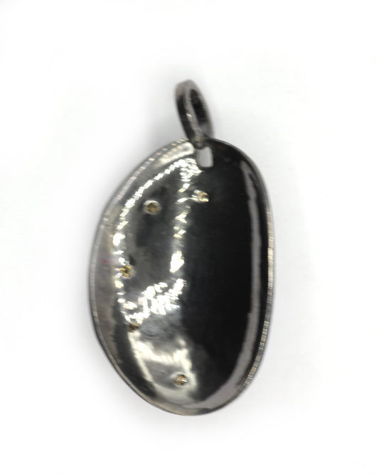 Oval Silver Pave Diamond Pendant