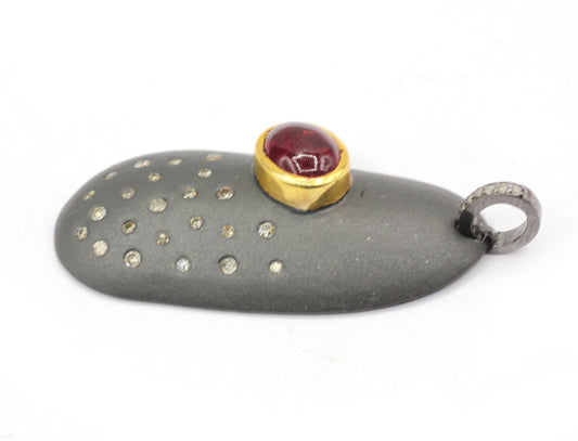 Unshape Silver Pave Diamond Pendant