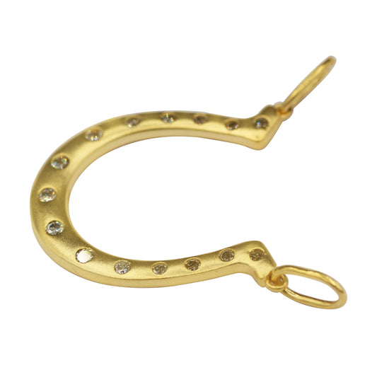 Horse Shoe 14k Solid Gold Diamond Pendants.