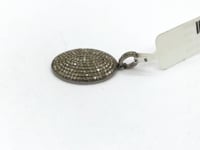 Diamond Oval Pendant, Pave Diamond Pendant, Pave Oval Necklace, Approx 26 x 18mm. Sterling Silver