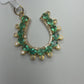14k Solid Gold Horse Shoe Pendant with Emerald and Diamonds