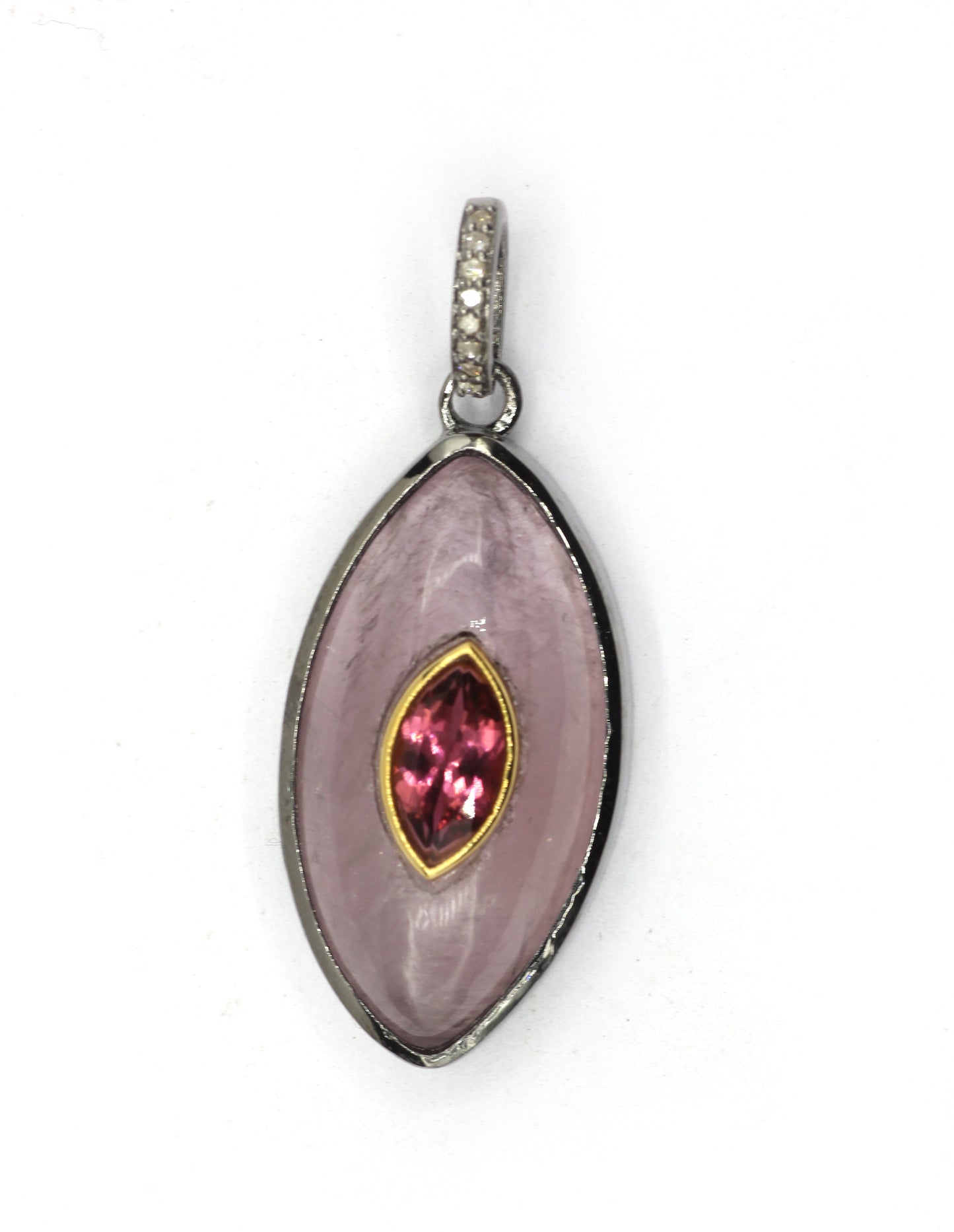 Marquise Silver Pave Diamond Pendant