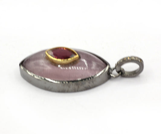 Marquise Silver Pave Diamond Pendant