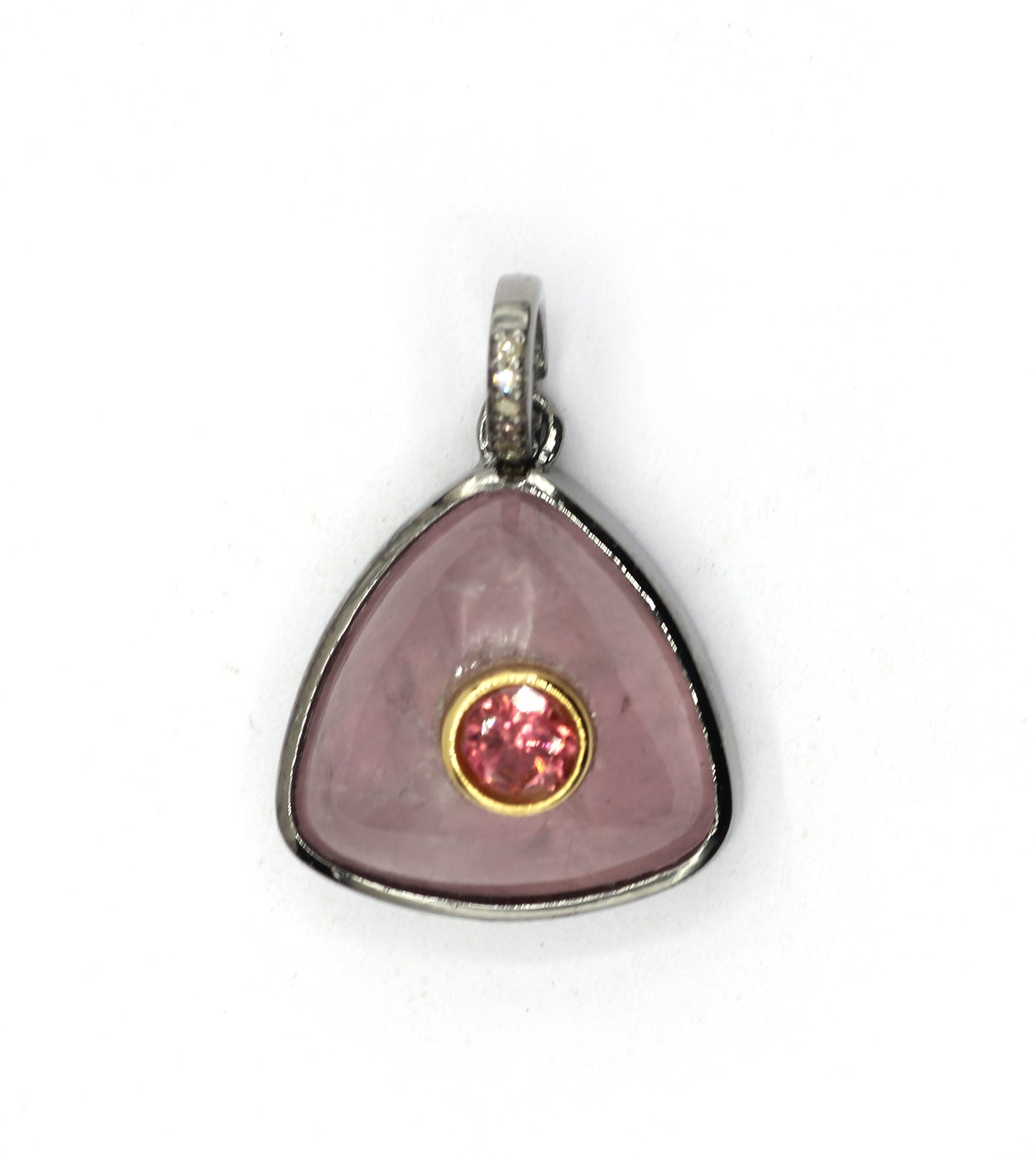 Triangle Silver Pave Diamond Pendant