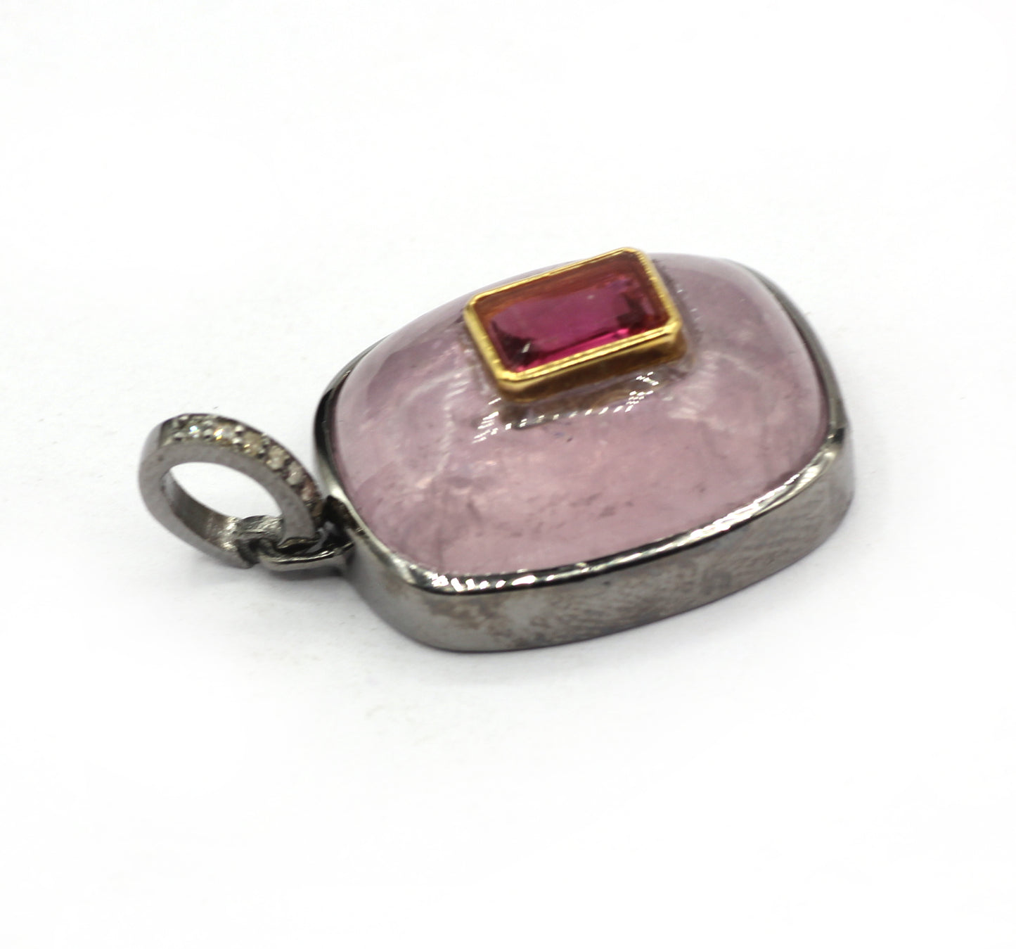 Rectangle Silver Pave Diamond Pendant
