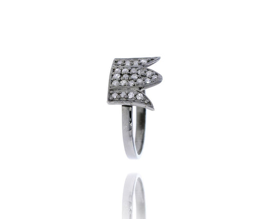 Diamond and Silver Black Rhodium Finish Ring
