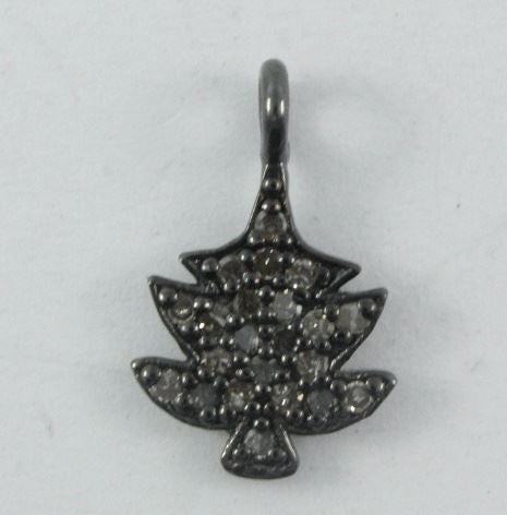 Christmas Tree Silver Pave Diamond Charms