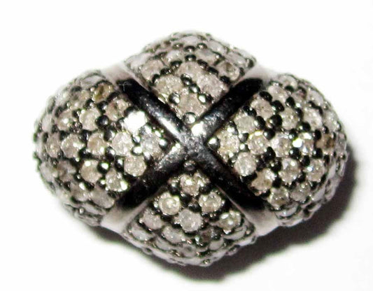 Fancy Shape Silver Pave Diamond Beads