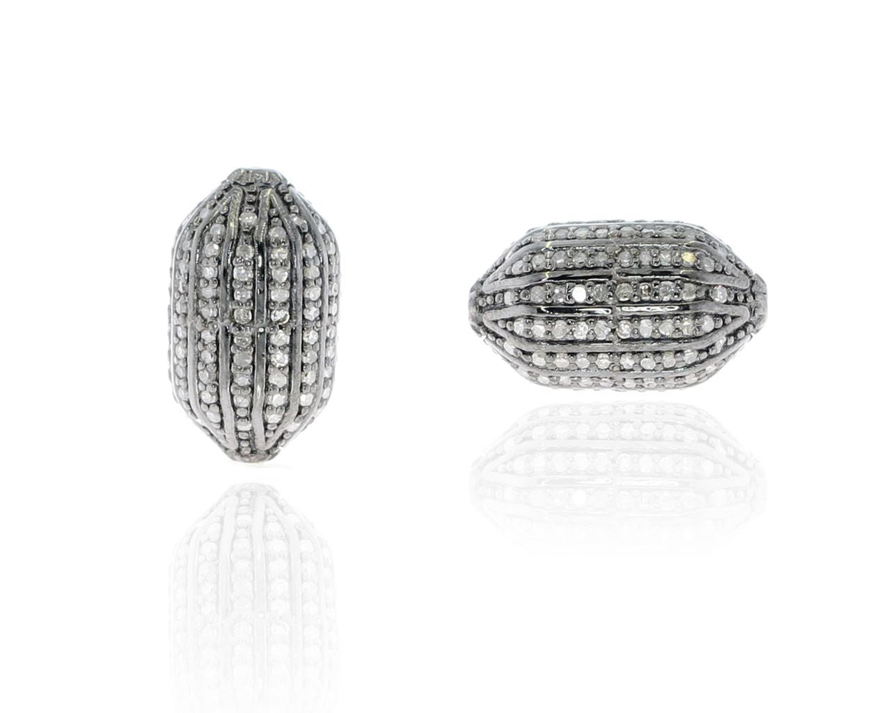 Silver and Diamond Pave Pave Beads