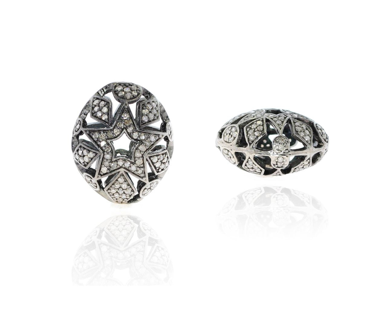Silver and Diamond Pave Pave Beads