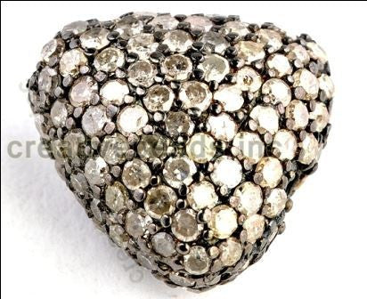 Tourmaline Faceted Stone and Sterling Silver Pave Beads