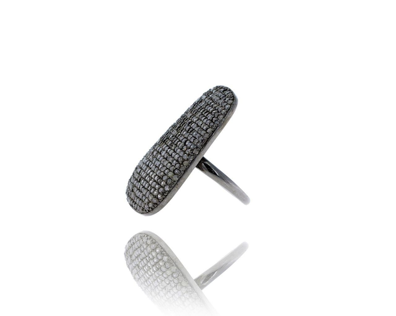 Diamond and Silver Black Rhodium Finish Rings
