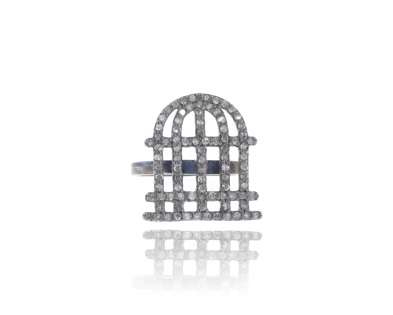 Diamond and Silver Black Rhodium Finish Ring