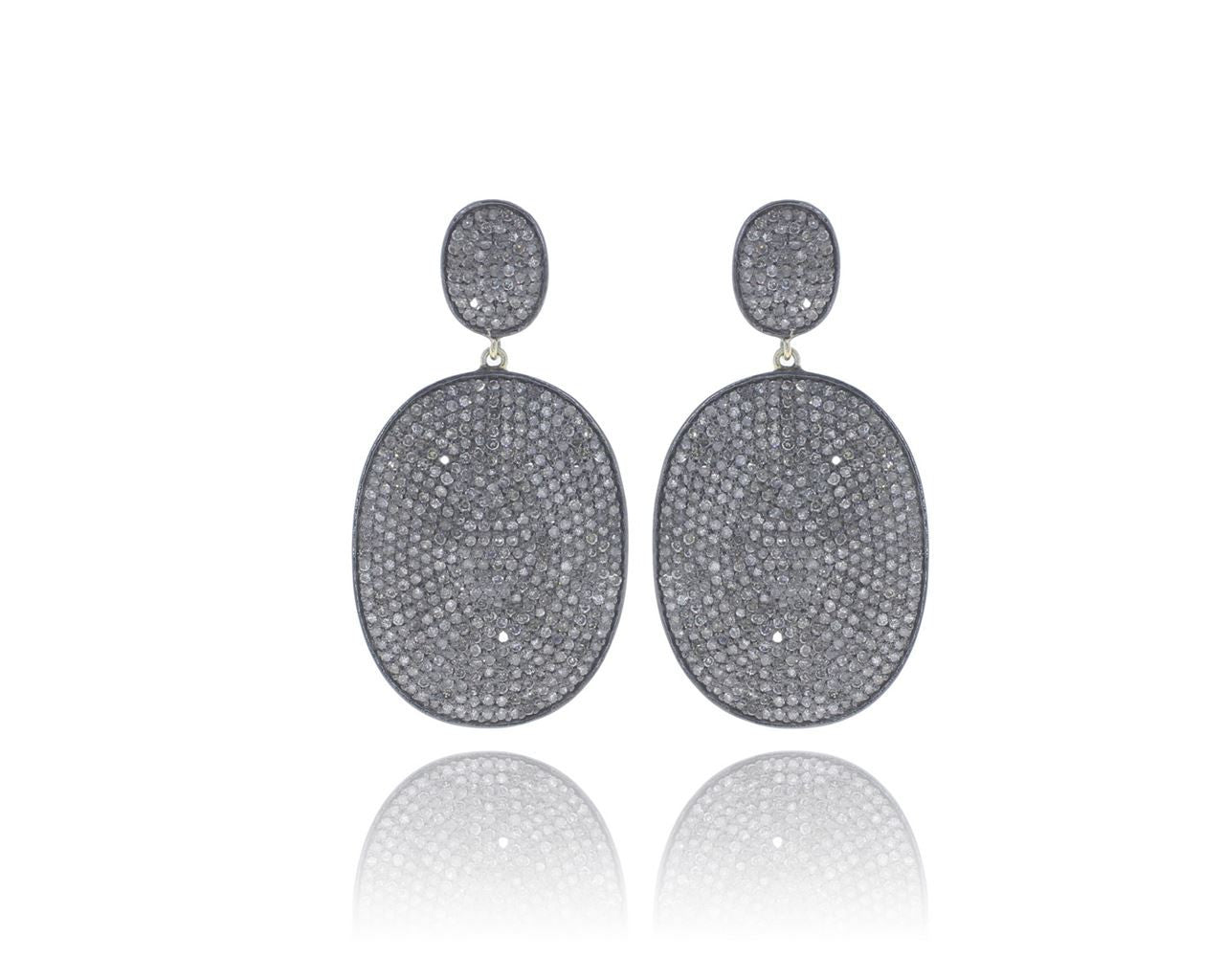 Silver and Diamond Pave EARRINGS