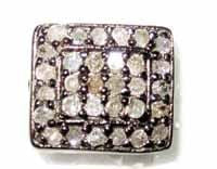 Silver and Diamond Pave Pave Beads