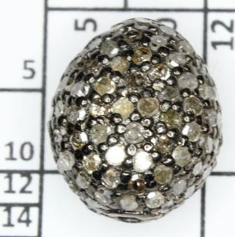 Coin Shape silver pave diamond beads