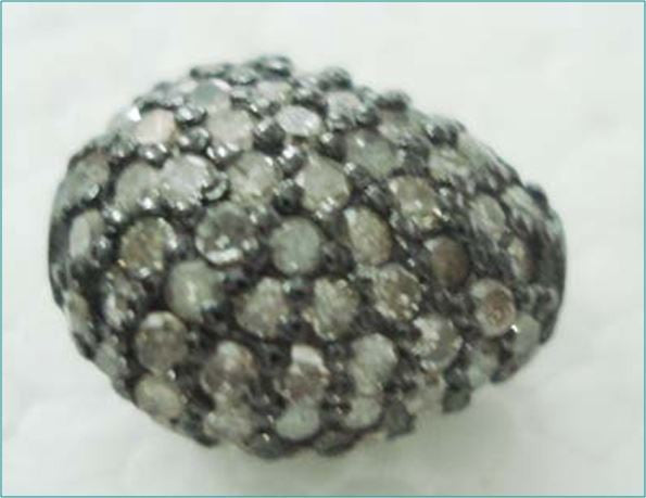 Drop Shape Silver Pave Diamond Beads